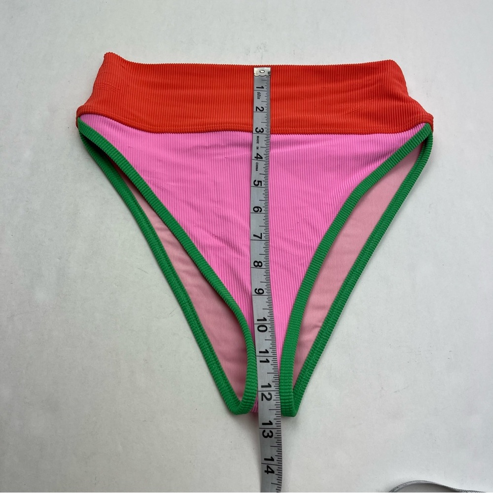 Beach Riot Emmy Colorblock Swim Bottom Womens Size Small Pink Orange Green NWOT - Picture 7 of 11